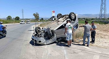 Takla atıp sürüklenen araçtan burnu bile kanamadan çıktı