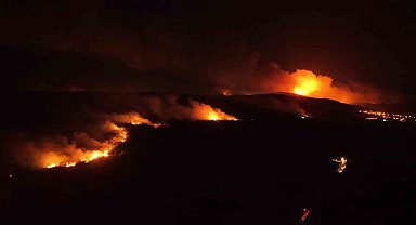 Tekirdağ'da birçok noktada çıkan orman yangını havadan görüntülendi