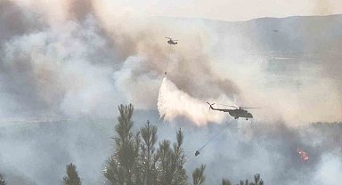 Tekirdağ'da orman yangınına havadan ve karadan müdahale sürüyor