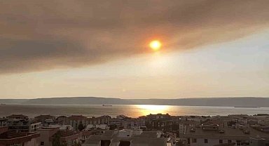 Tekirdağ'daki orman yangınının dumanı Çanakkale Boğazı'nı kapladı