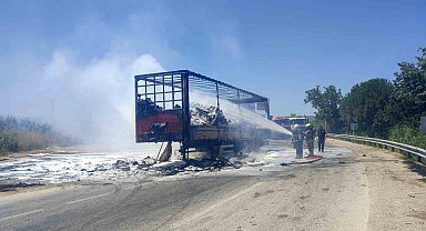 Tır alevlere teslim oldu