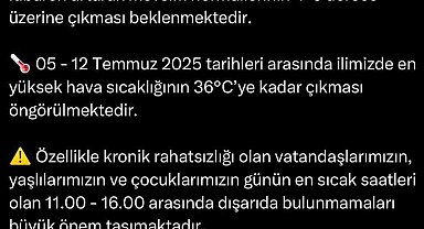 Valilik hava sıcaklıları hususunda uyardı: Sıcaklık yarından itibaren 4-6 derece artacak