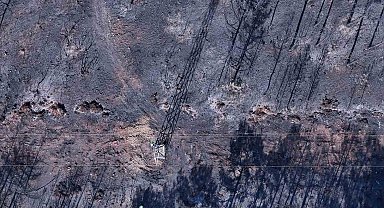 Yangın bölgesinde enerji hatlarının onarımı başladı