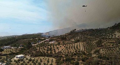 Yangında 25'inci saat geride kalırken havadan ve karadan müdahale dronla görüntülendi