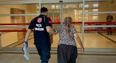 Yılanın ısırdığı kadın hastaneye kaldırıldı