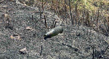 Yol kenarına atılan şişe anız yangını çıkarttı