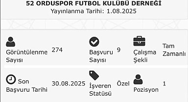 52 Orduspor, İŞKUR üzerinden futbolcu ilanı verdi