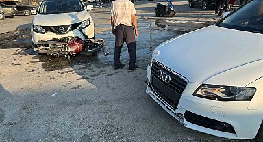 Aceleci çırak motosiklet ile iki araca çarpıp durabildi