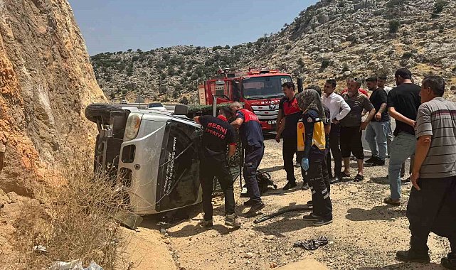Adıyaman'da şarampole devrilen kamyonetin sürücüsü yaralandı