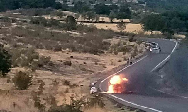 Ankara'da seyir halindeki araçta çıkan yangın tarlaya sıçradı