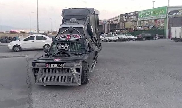 Aracını adeta tanka çevirdi, polis trafikten men edip ehliyete el koydu