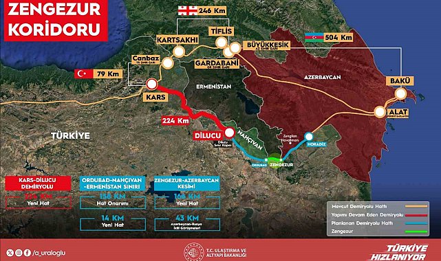 Bakan Uraloğlu: "Kars-Iğdır-Aralık-Dilucu Demiryolu Hattı'nın tamamı yaklaşık 110 milyar lira yatırım bedeliyle inşa edilecek"