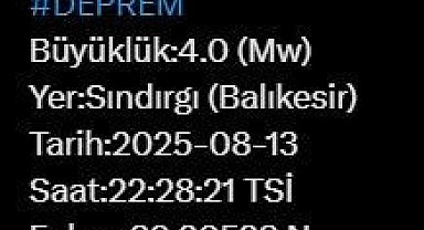 Balıkesir'de 4 büyüklüğünde deprem