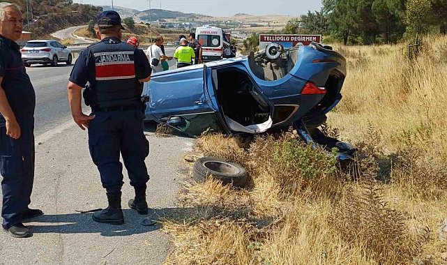 Balıkesir'de otomobil kaza sonrası ters döndü; 1 yaralı