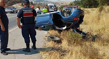 Balıkesir'de otomobil kaza sonrası ters döndü; 1 yaralı