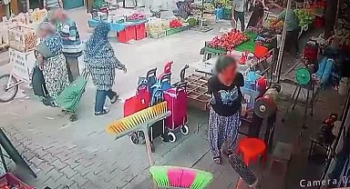 Balıkesir'de pazar arabası hırsızlığı kameraya yansıdı