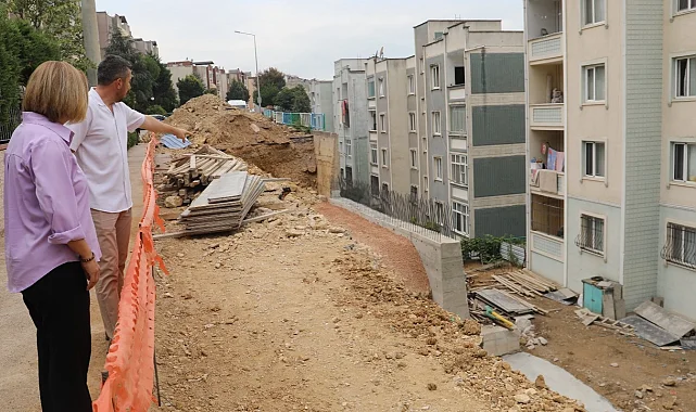Başkan Hürriyet istinat duvarı çalışmasını yerinde denetledi