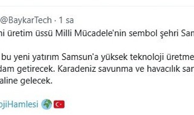 BAYKAR'dan Samsun'a dev yatırım: Anadolu'daki ilk üretim üssü kuruluyor
