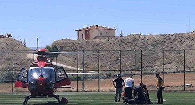 Beyin kanaması geçiren hastanın imdadına ambulans helikopter yetişti