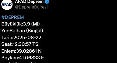 Bingöl'de 3.9 büyüklüğünde deprem