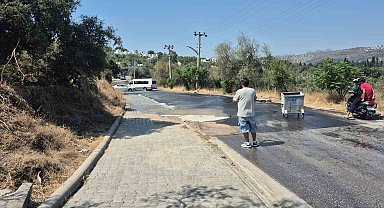 Bodrum'da su isale hattı patladı