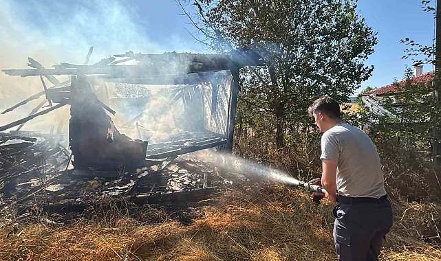 Bolu'da otluk arazide çıkan yangın 2 katlı evi küle çevirdi