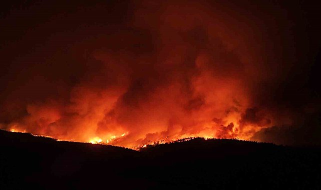 Çanakkale'de alevler geceyi aydınlattı, o anlar dronla görüntülendi