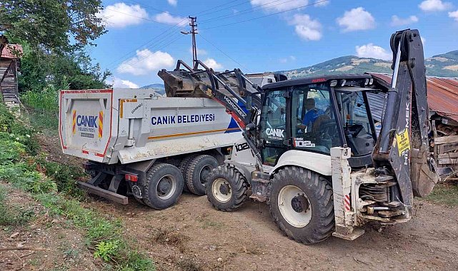 Canik'te merkez ve kırsalda yol çalışması