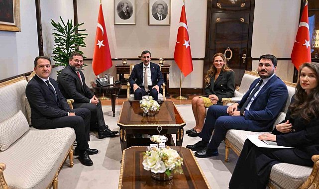 Cumhurbaşkanı Yardımcısı Yılmaz, Kaspi.kz CEO'su ve Hepsiburada Yönetim Kurulu Başkanı Mikheil Lomtadze'yi kabul etti