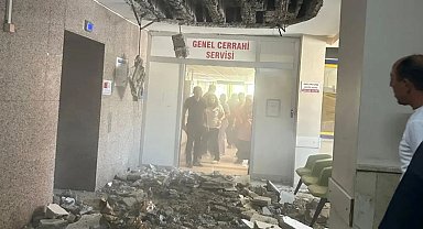 Denizli Devlet Hastanesinde yaşanan tavan çökmesinde 2 kişi yaralandı