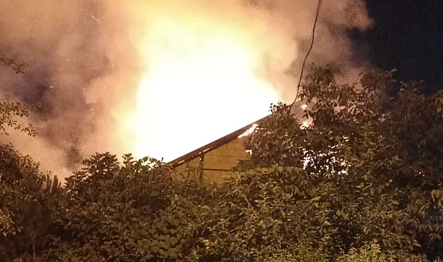 Düzce'de geceyi aydınlatan yangın