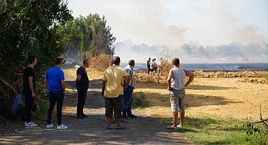 Edirne'de anız yangını ahırlara sıçramadan söndürüldü