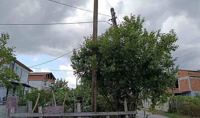 Eğik duran elektrik direği düzeltildi