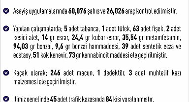 Elazığ'da 1 haftada 243 asayiş olayında, 261 şüpheli yakalandı