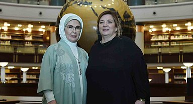 Emine Erdoğan, Gürcistan Cumhurbaşkanı Kavelashvili'nin eşiyle Millet Kütüphanesi'ni ziyaret etti