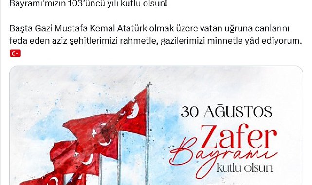 Emine Erdoğan'dan 30 Ağustos Zafer Bayramı mesajı: