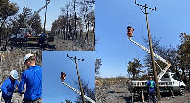 Enerji hatları yangının ardından yeniden onarılıyor