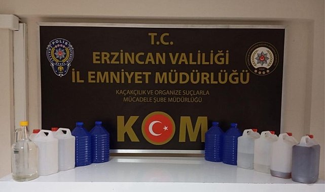 Erzincan'da 42 litre kaçak içki ele geçirildi