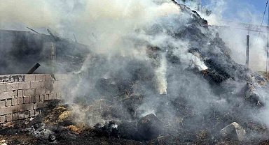 Erzincan'da samanlık ve ahır yandı