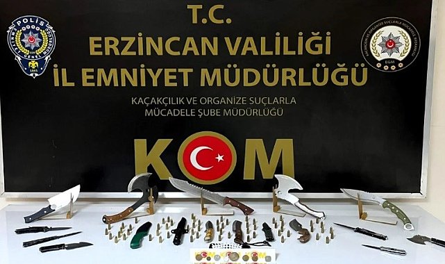 Erzincan'da tarihi eser niteliğinde bıçaklar ve fişekler ele geçirildi
