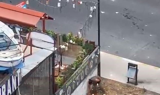 Esenyurt'ta bir kadın yoldan geçen araçlara taşla saldırdı