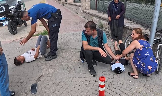 Freni tutmayan bisikletle yokuş aşağı savruldular