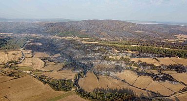 Gelibolu'da çıkan orman yangınının verdiği tahribat dron ile görüntülendi