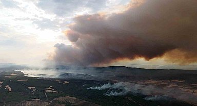 Gelibolu'da devam eden orman yangını dron ile görüntülendi