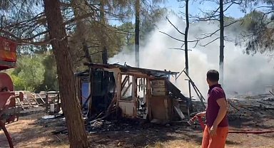 Gönen'de çamlık alanda yangın paniği: Arı kovanları zarar gördü