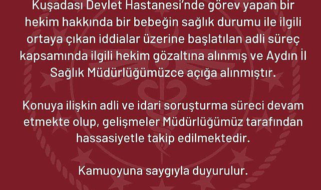 İl Sağlık Müdürlüğü'nden Kuşadası'ndaki bebek iddiasıyla ilgili açıklama