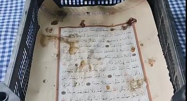 İncir kasasından Kuran-ı Kerim sayfası çıktı