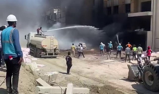 İnşaat halindeki bina alevlere teslim oldu