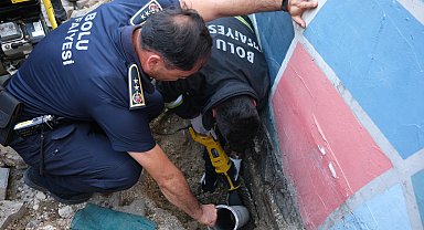 İtfaiyeden kedi kurtarma operasyonu