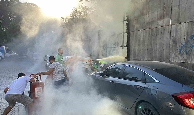 İzelman otoparkında yangın paniği